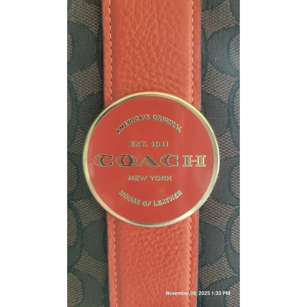 Coach Lonnie In‎ Signature Jacquard Women's Brown Orange Monogram C8306